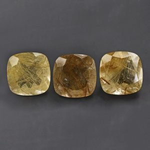 Faceted Golden Rutile Cushion Shape Jewelry Making Cut Gemstone