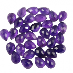 [AA] Faceted Amethyst Pear Drop Shape Cut Gemstone Calibrated Sizes
