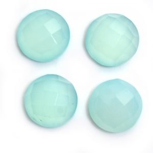Faceted Aqua Chalcedony Round Shape Cut Gemstone Calibrated Sizes