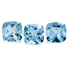 Faceted Natural Sky Blue Topaz Cut Calibrated Gemstone Cushion Shape
