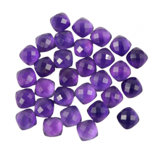 [AA] Faceted Amethyst Flat Bottom Cushion Shape Jewelry Making Cut Gemstone