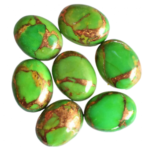Natural Copper Infused  Green Turquoise Natural Oval Calibrated Gemstone