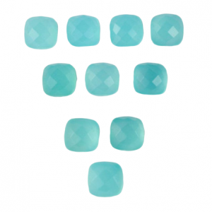 Faceted Aqua Chalcedony Cushion Shape Jewelry Making Cut Gemstone