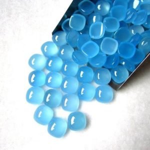 Cabochon Blue Chalcedony Cushion Shape Jewelry Making Loose Gemstone