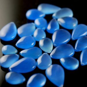 Cabochon Blue Chalcedony Pear Shape Cut Gemstone Calibrated Sizes