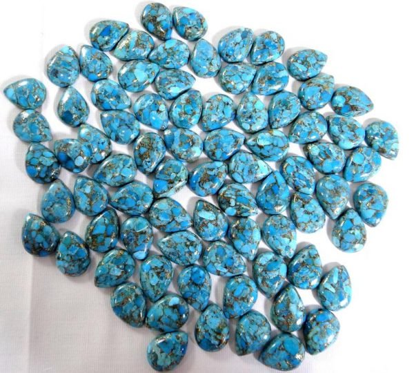 Cabochon Copper Infused Turquoise Natural Pear Shape Gemstone All Calibrated Sizes - Image 2