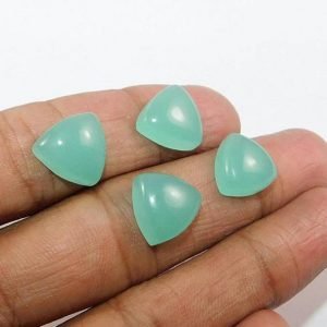 Cabochon Aqua Chalcedony Trillion Shape Gemstone All Calibrated Size