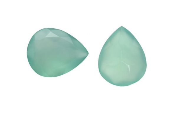 Faceted Aqua Chalcedony Pear Drop Shape Cut Gemstone Calibrated Sizes