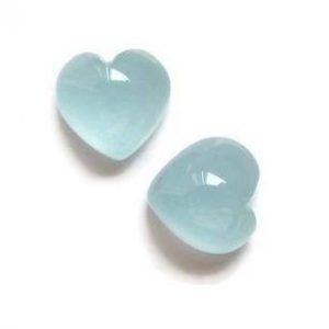 Cabochon Aqua Chalcedony Natural Heart Shape Loose Gemstone