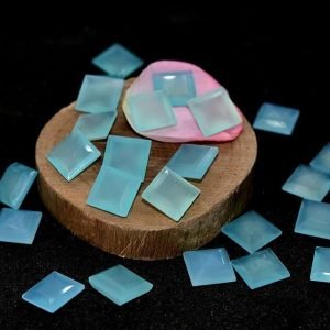 Faceted Square Shape Aqua Chalcedony Cut Gemstone All Calibrated Sizes