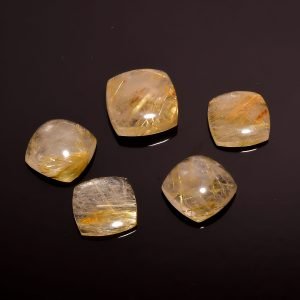 Cabochon Golden Rutile Cushion Shape Jewelry Making Loose Gemstone