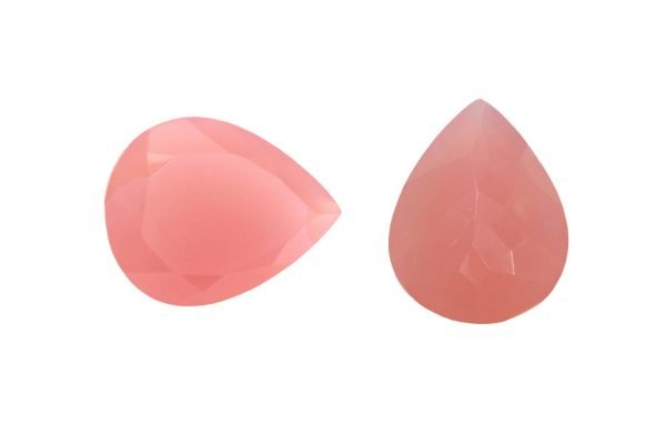 Faceted Pink Chalcedony Pear Drop Shape Cut Gemstone Calibrated Size