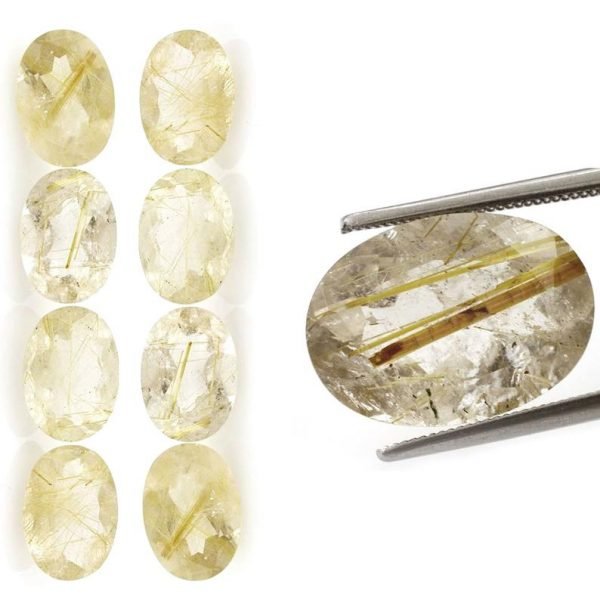 Faceted Golden Rutile Cut Gemstone Oval Shape