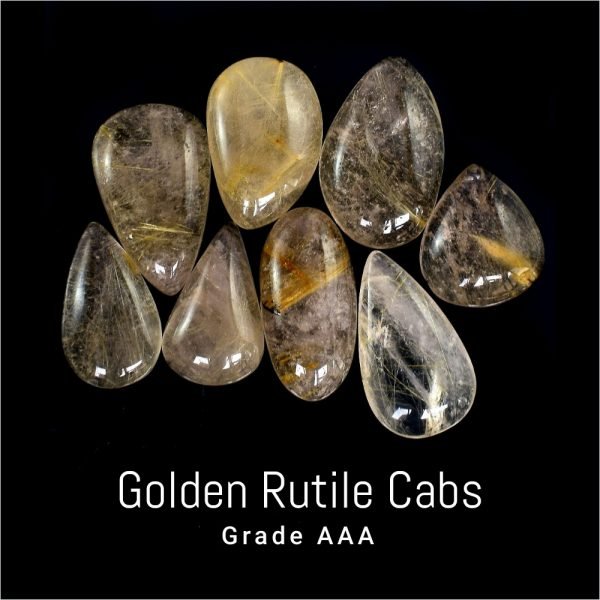 Golden Rutile Cabs Mix Shape Natural Gemstone Wholesale Lot 100 Grams