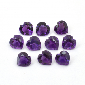 [AAA]Natural Faceted African Amethyst Heart Shape 4–9 mm Sizes