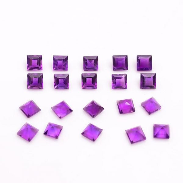 [AA] Faceted African Amethyst Natural Square Shape Gemstone 2mm - 10mm - Image 2