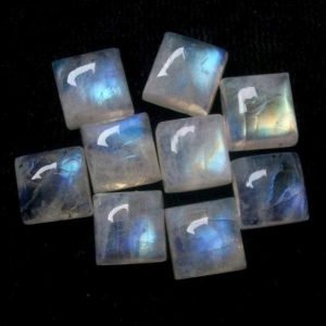 [A] Cabochon Rainbow Moonstone Square Shape Gemstone [3mm-15mm]