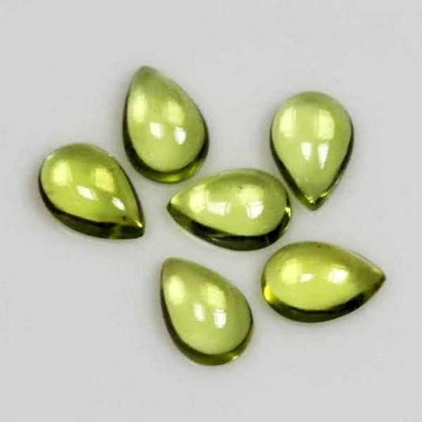 [Grade AA] Cabochon Peridot Natural Pear Gemstone 3x5-7x10 mm Sizes