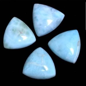 [Grade AA] Cabochon Natural Larimar Trillion Shape Gemstone All Calibrated Sizes