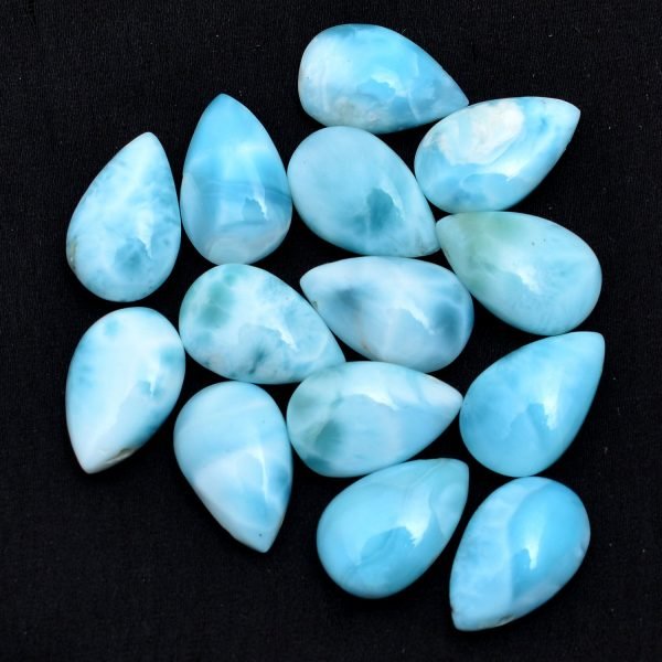 [Grade AA] Cabochon Larimar Natural Pear Shape Gemstone All Calibrated Sizes - Image 2